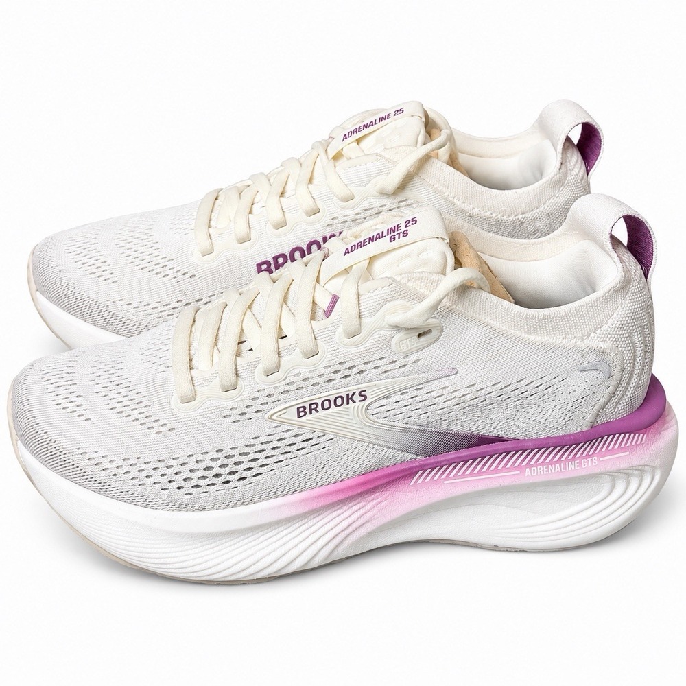 Brooks Adrenaline GTS 25 Coconut Argyle 1204431B128 Women's Size 7 B Running